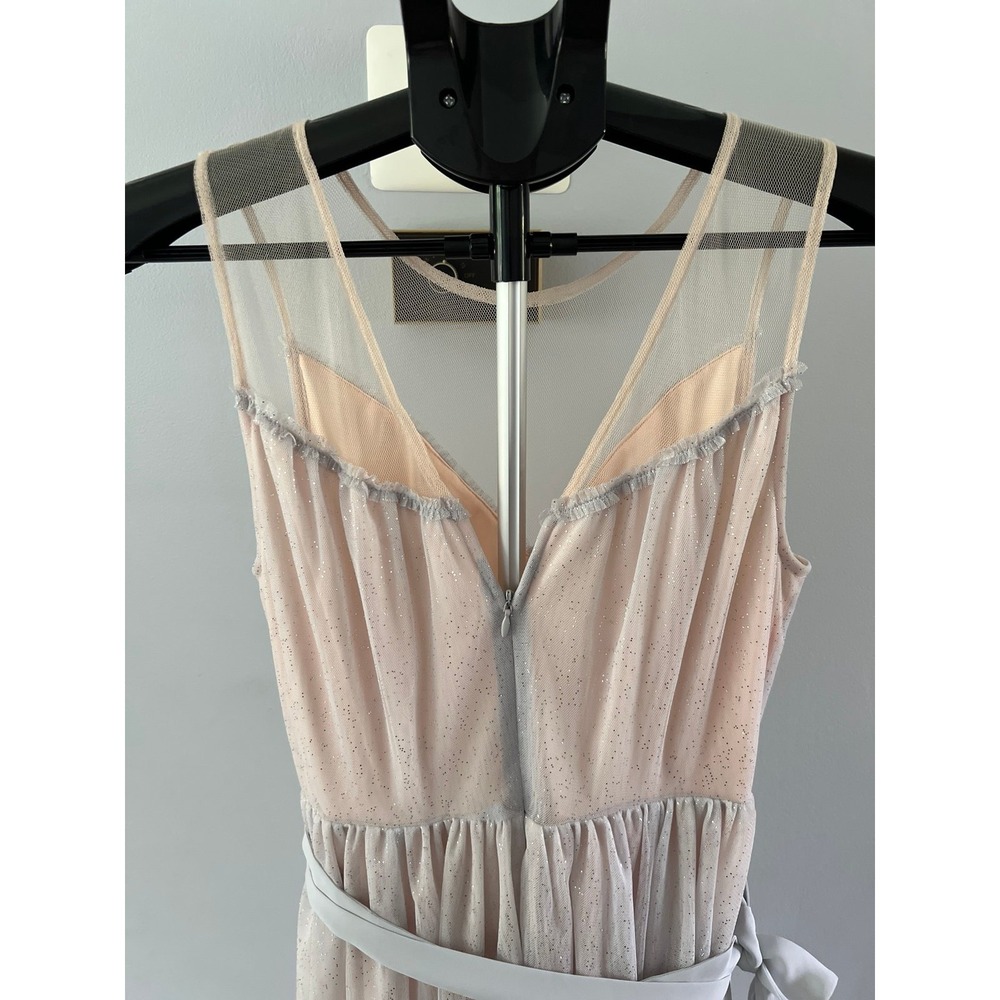 NWT Lauren Conrad Runway Midi Tulle Illusion Dress in Silver and Cream‎ Size 6 - Picture 6 of 12
